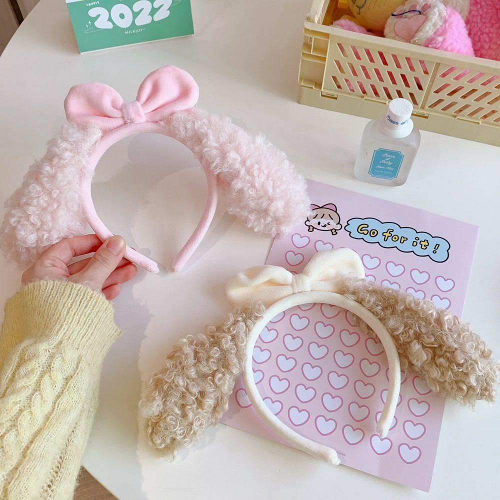 Băng Đô Cài Tóc Hình Tai Cún Đính Nơ Đơn Giản Thời Trang Cho Nữ