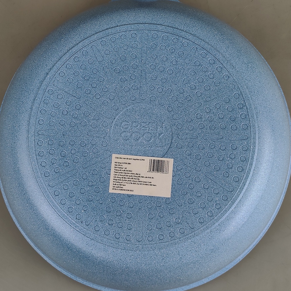 [Chính hãng] Chảo chống dính men đá xanh Sapphire 10 lớp Greencook GCP09 dùng được bếp ga, bếp hồng ngoại, bếp từ