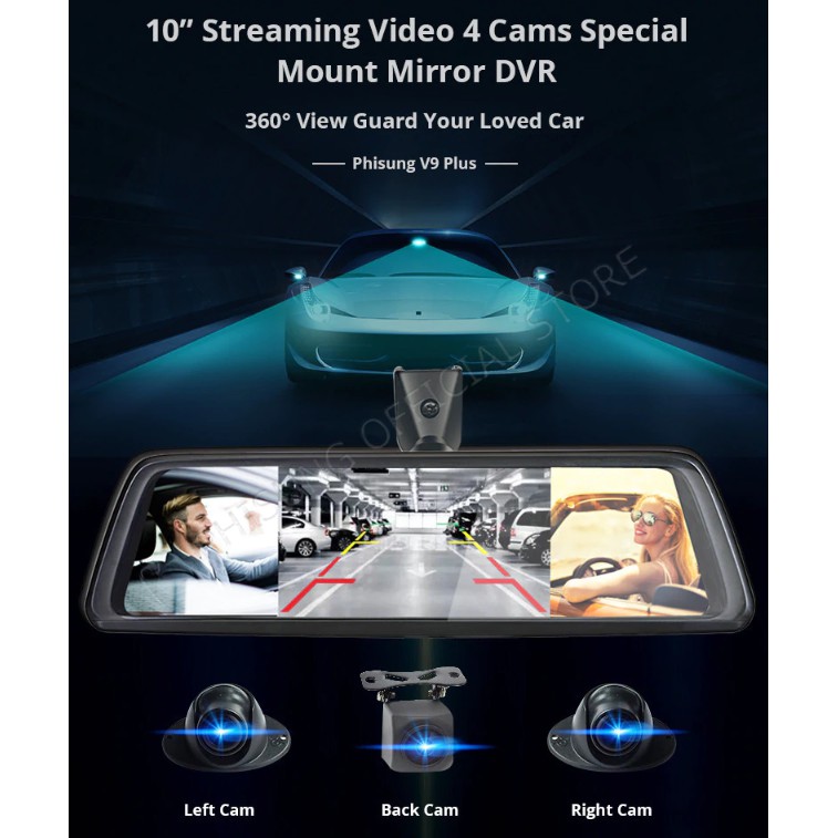 Bộ Camera hành trình 360 độ cao cấp Whexune V9 Plus tích hợp 4 camera, Android Wifi GPS - Bảo hành chính hãng 12 tháng | BigBuy360 - bigbuy360.vn