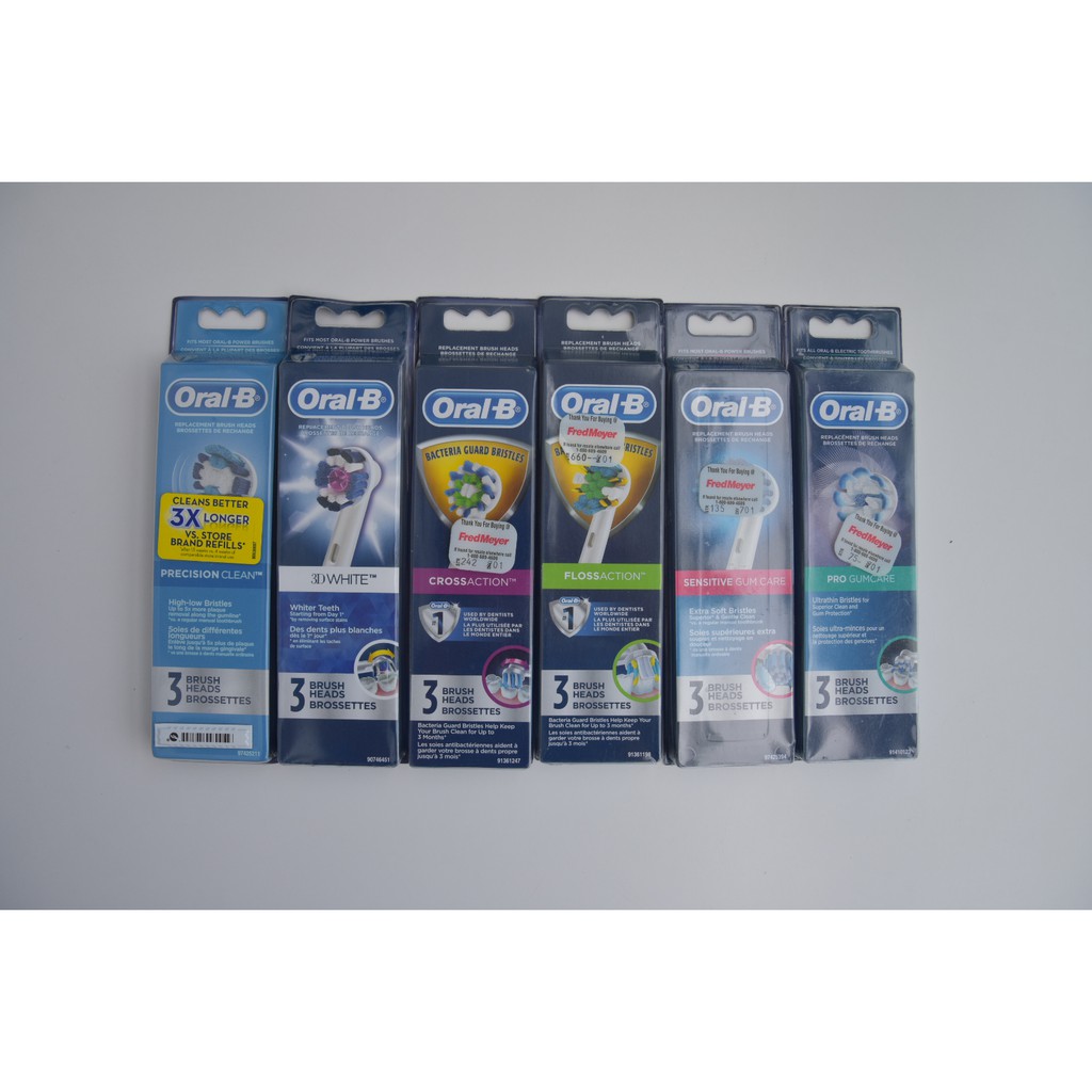 Set 3 đầu bàn chải điện thay thế OralB, cho tất cả các dòng bàn chải