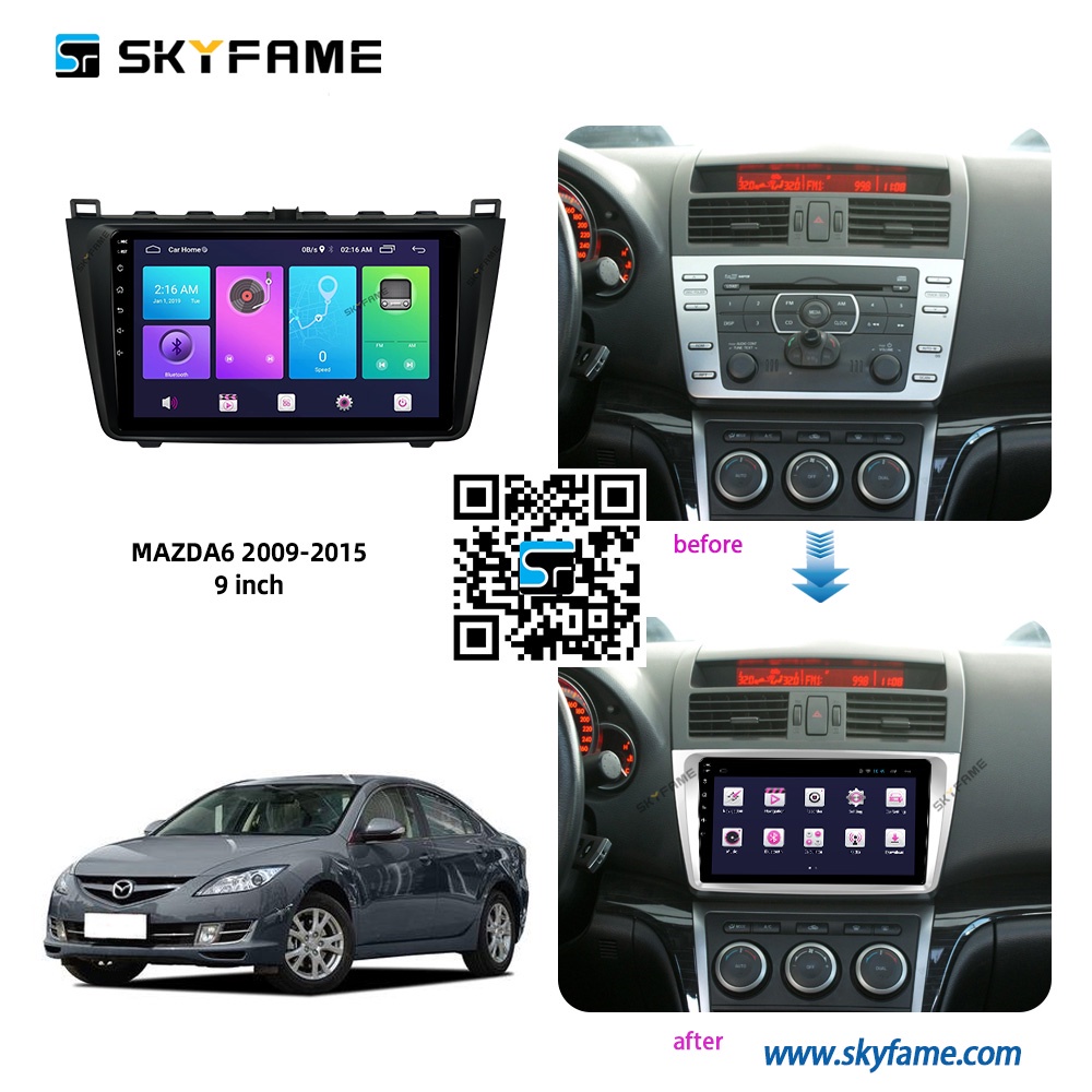 Mặt dưỡng màn hình android MAZDA 6  2005 2006 2007 2008 2009 2010 2011 2012 2013 2014 2015 2016 2017 2018 2019