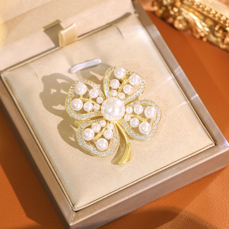 [Jiudolan] Trâm Cài Áo Vest Đính Cỏ Ba Lá Hàn Quốc Cao Cấp Corsage
