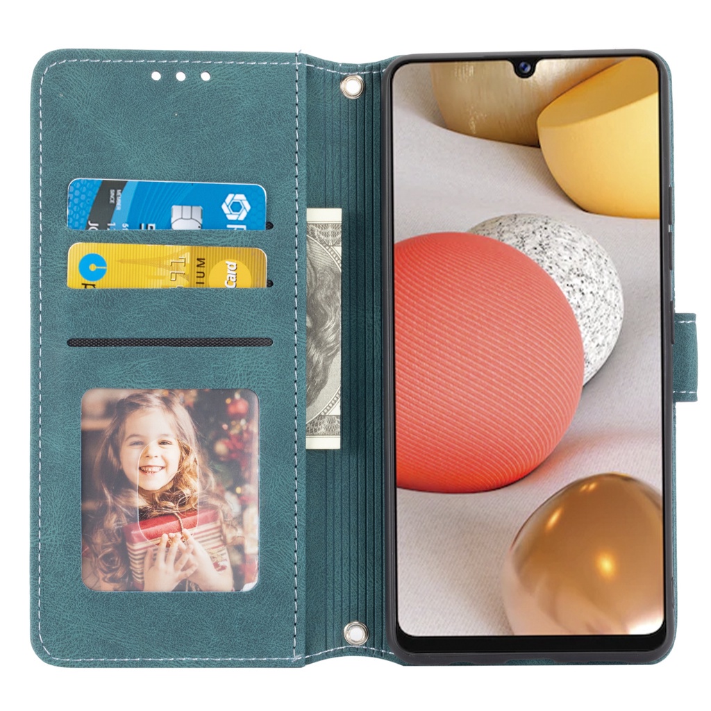 Bao Da Pu Điện Thoại Nắp Lật/ Ngăn Thẻ/ Khóa Nam Châm Cho Samsung Galaxy A52 A42 A32 A22 A12 5g A03S A02S A22 4g Ốp