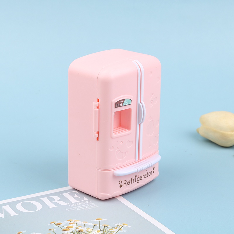 ### Tủ Lạnh Mini Màu Hồng Tỉ Lệ 1 / 12 Trang Trí Nhà Búp Bê
