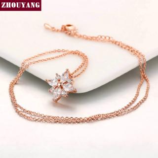 Dây chuyền ZHOUYANG ZYN400 ZYN401 pha lê mặt hoa tuyết vàng hồng không chứa Nickel thời trang cao cấp