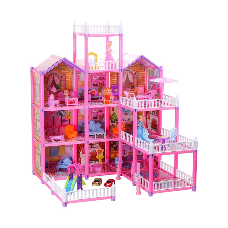 Đồ Chơi Lắp Ráp Ngôi Nhà Búp Bê - Biệt Thự Công Chúa Barbie nhiều tầng Kích thước Lớn Dễ Thương cho bé gái