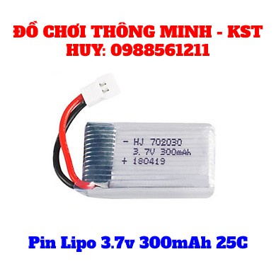 Pin Li-po 3.7V - 1S 300mAh 25C và Dây sạc USB dùng cho máy bay điều khiển