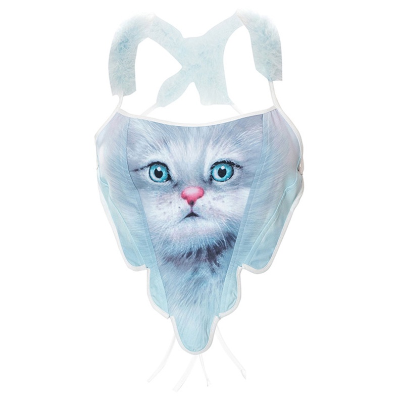 Áo Nịt Ngực Không Tay In Hình Mèo Phong Cách Vintage Quyến Rũ Cho Nữ