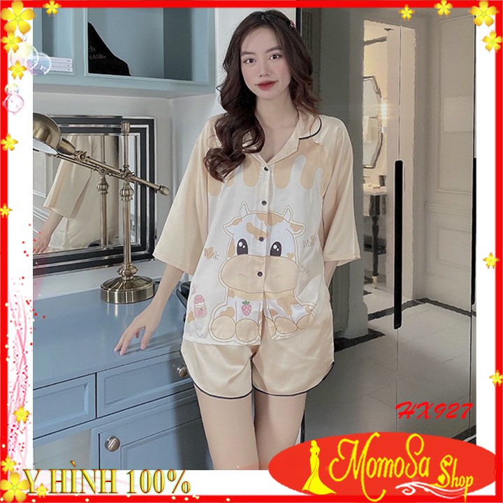 Đồ Bộ Nữ Pijama Mặc Nhà ❤️Freeship❤️ Đồ Bộ Cộc Tay Lụa Satin Đẹp Mặc Ngủ Mềm Mịn MOMOSA Shop