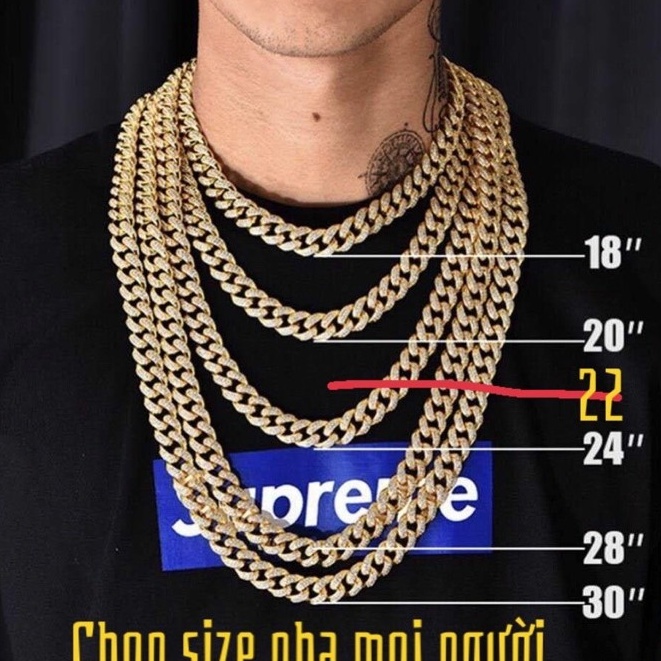 DÂY CHUYỀN ĐÍNH ĐÁ UNISEX HIPHOP CUBAN CHAIN v1 MAMA KING