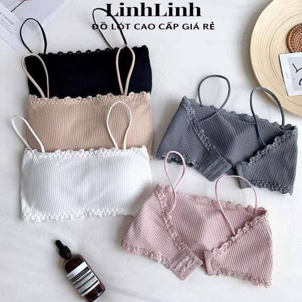 Áo Bra Nữ Cotton ⭐FREESHIP⭐Áo Ngực Không Gọng Viền Ren - Bra 2 Dây Kèm Mút Mỏng  636