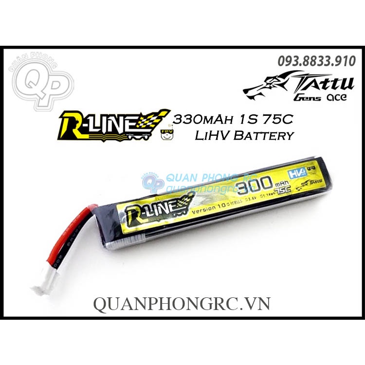 Pin Tattu R-Line 300mAh 1S 75C 3.8V LiHV Battery PH2.0