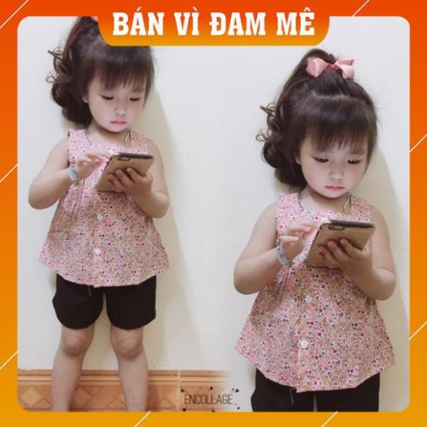 Ban Vi đam Me Set Ao Tho Hoa Li Ti Quần đui đen Cho Be Gai Shopee Việt Nam