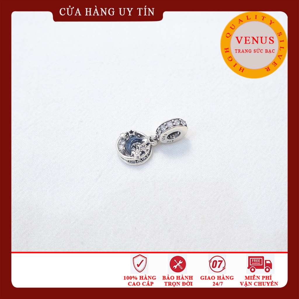 [Charm bạc 925 cao cấp] Charm treo trăng sao in nổi- Mã sản phẩm VENUSTTS