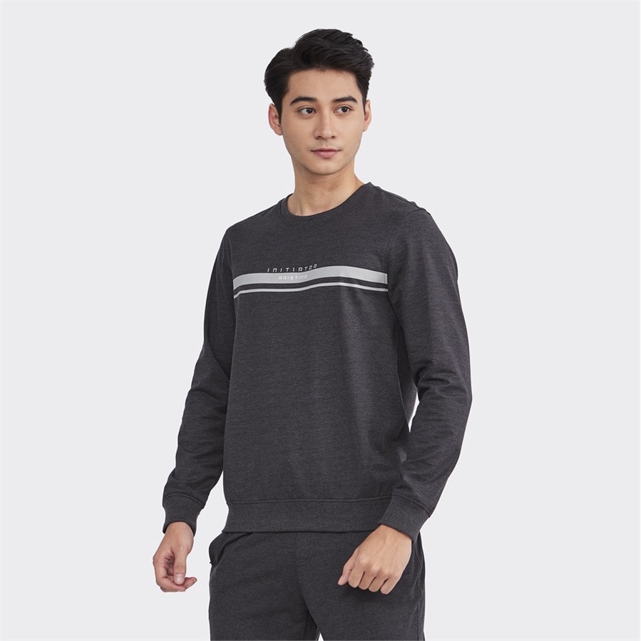 Bộ Đồ Dài Thu Đông Mặc Nhà Nam ARISTINO ALH001W2 Vải Cotton Trơn Màu Áo Cổ Tròn Dáng Suông Bo Cổ Tay Gấu Quần Cạp Chun