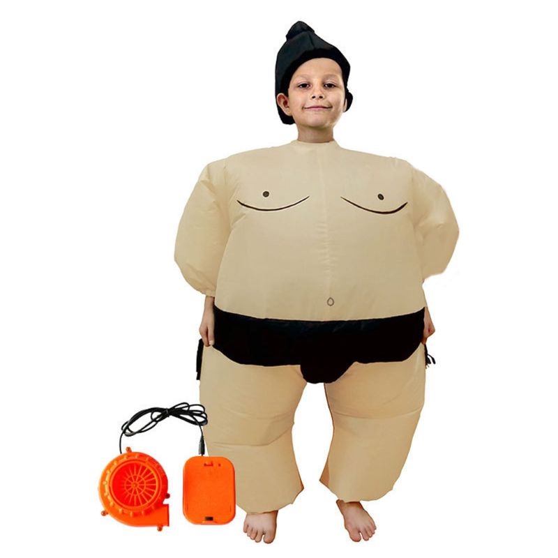 Bộ đồ bơm hơi hóa trang đô vật sumo cho trẻ em và người lớn + quạt + hộp đựng pin