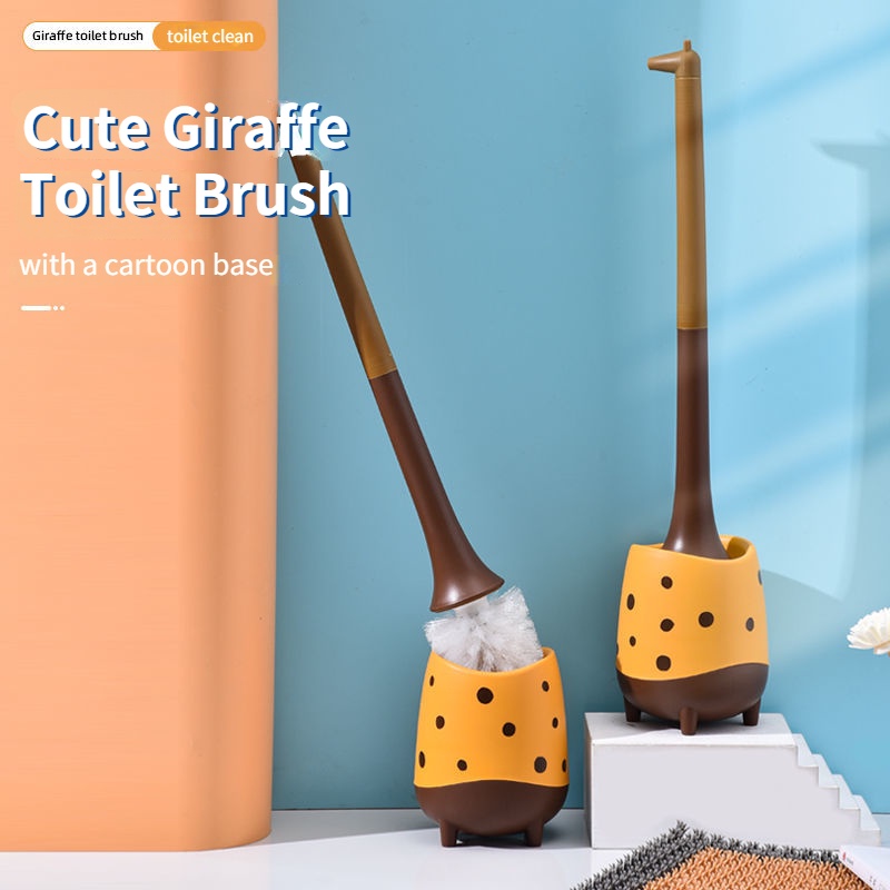 Bộ Cọ Chà Bồn Cầu Tay Cầm Dài Và Đế Mềm Hình Hươu Cao Cổ Dễ Thương