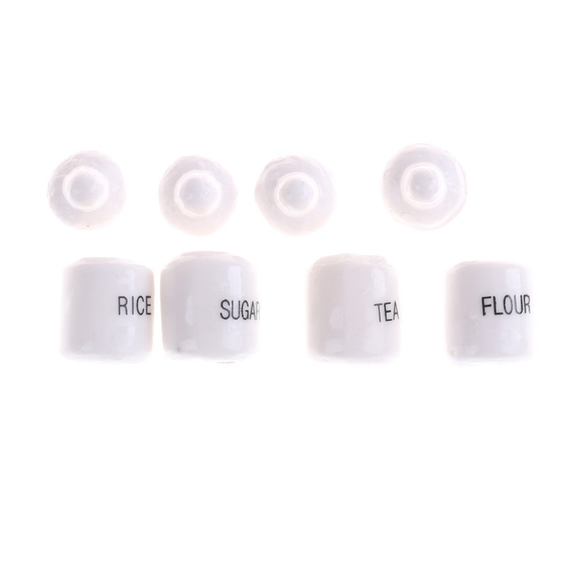 Bộ 4 Lọ Gốm Mini Tỉ Lệ 1 / 12 Thiết Kế Sáng Tạo