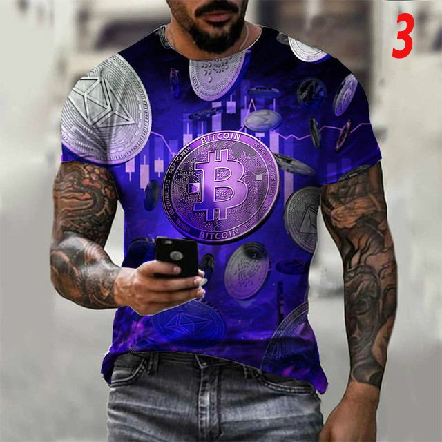 Áo thun nam ngắn tay in hình Bitcoin 3D