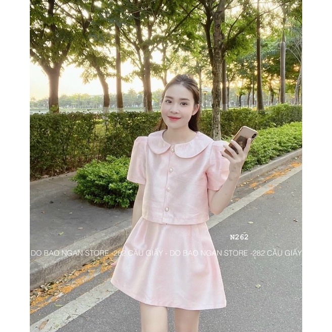 SET ÁO HỒNG NHŨ TAFTA + CHÂN VÁY