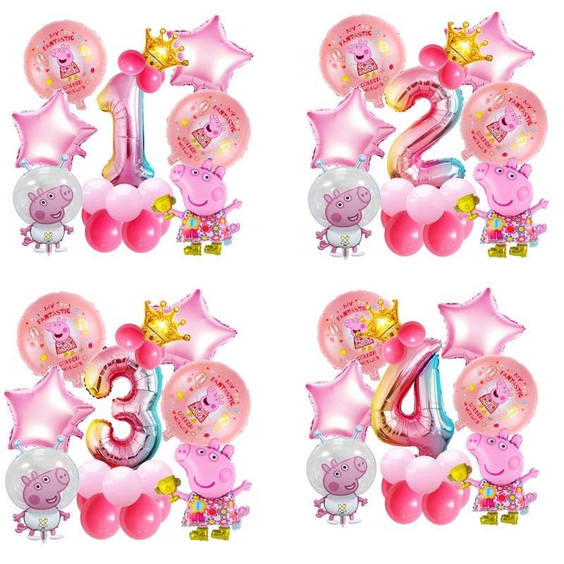 Bộ Bong Bóng Lá Nhôm Hình Heo Peppa Trang Trí Nội Thất Tiệc Sinh Nhật Cho Bé