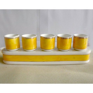 bộ 5 ly nước thờ cúng bàn thờ gốm sứ vàng