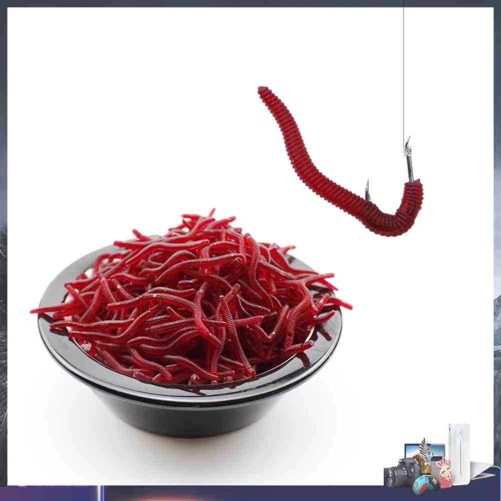 Set 100 / 200 Mồi Giun Giả Mềm 3.5cm Thu Hút Câu Cá Hiệu Quả