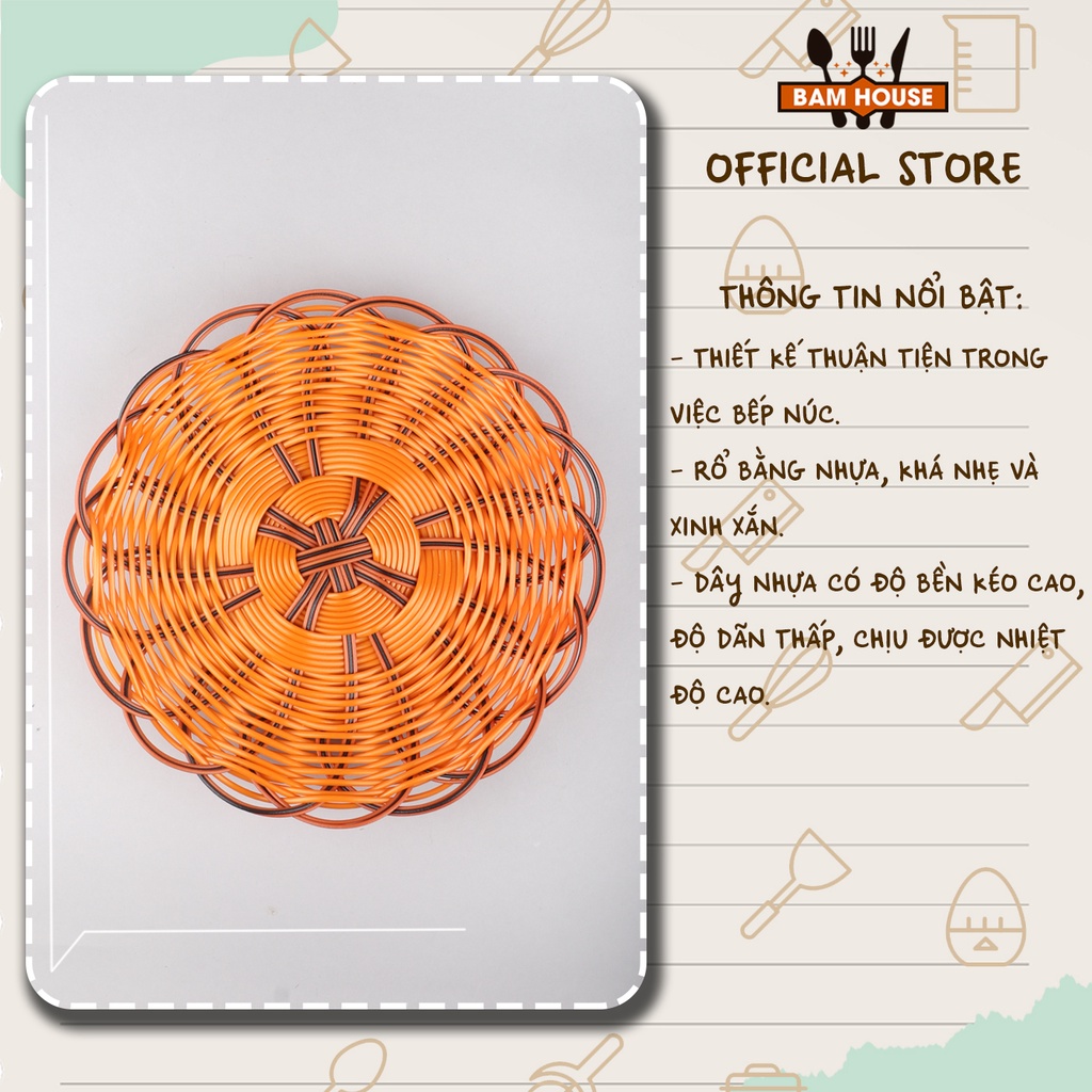 Rổ nhựa mây đựng rau củ quả và trái cây Bam House dạng tròn kích thước lớn cao cấp RM01 – Gia dụng bếp