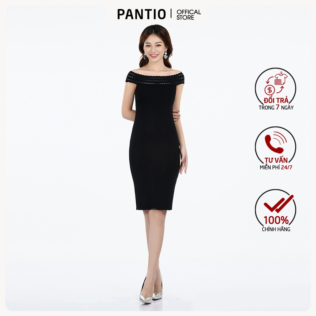 Đầm len đăng viền thiết kế trễ vai FOL159 - PANTIO