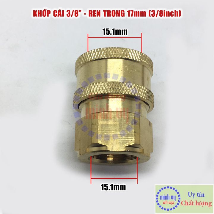 Bộ khớp nối nhanh 3/8&quot;-DucNCaiT - ren 17mm đầu ra cho máy rửa xe áp lực cao, máy xịt rửa cao áp, máy rửa xe gia đình