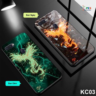 Ốp lưng Oppo F9 in 3D hình phượng lửa da quang phát sáng