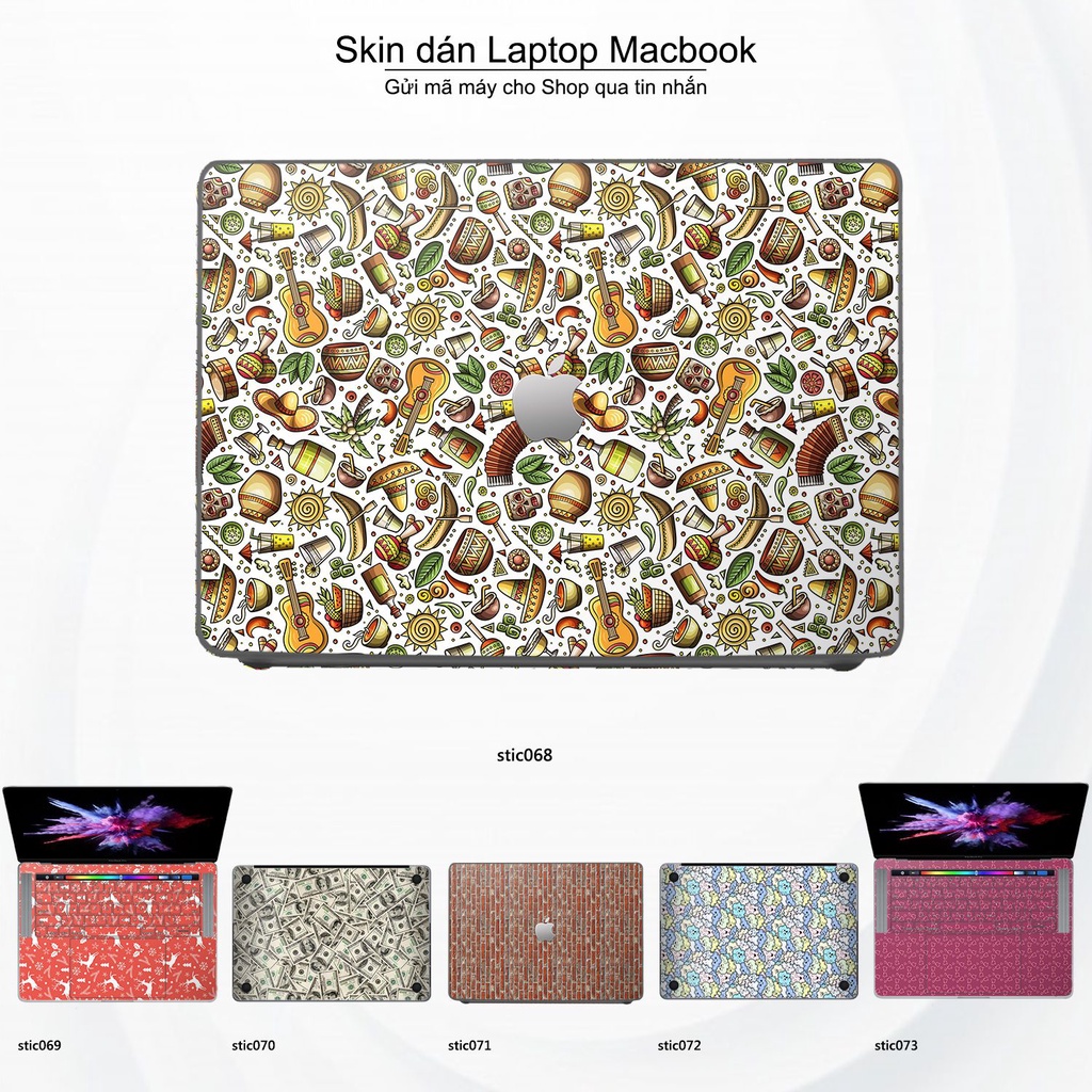 Skin dán Macbook mẫu Hoa văn sticker (đã cắt sẵn, inbox mã máy cho shop)