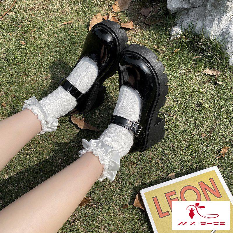 M & X~ Giày Da Mary Jane Đế Dày Phong Cách Anh Cổ Điển Cho Nữ