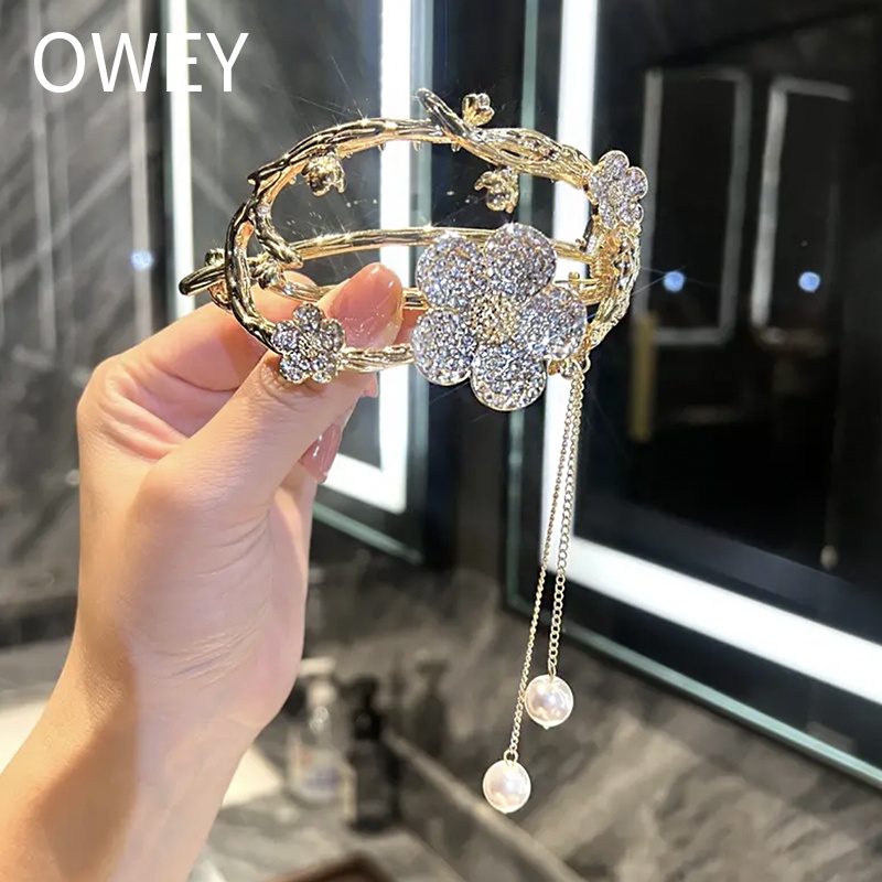 Kẹp Tóc Hình Cá Mập Bằng Kim Loại Đính Ngọc Trai Giả Phối Tua Rua Thời Trang Mùa Hè