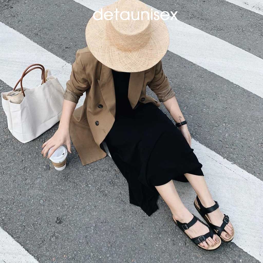 Giày dép đế trấu xỏ ngón sandal nam nữ Detaunisex phong cách văn phòng Birken - thấm hút mồ hôi chân - SATA22
