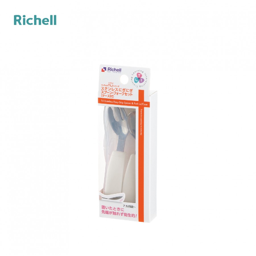 Bộ muỗng nĩa inox Richel T.L.I kèm hộp Xanh - hồng - trắng