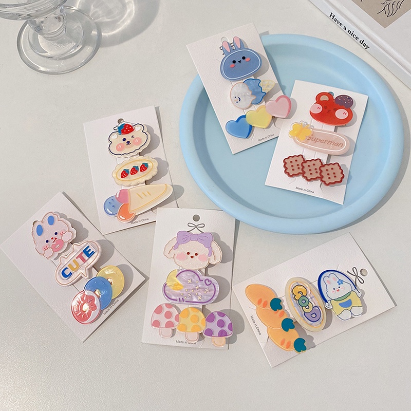 Set 3 kẹp tóc hoạt hình xinh xắn 2021