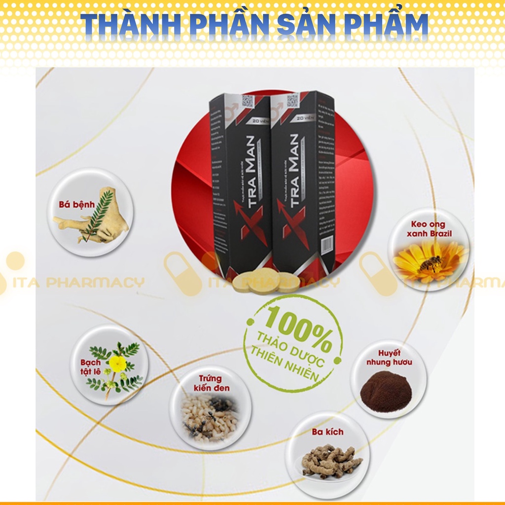 Viên Sủi Tăng Cường Sinh Lý XTRA MAN cải thiện xuất tinh sớm yếu sinh lý hộp 20 viên