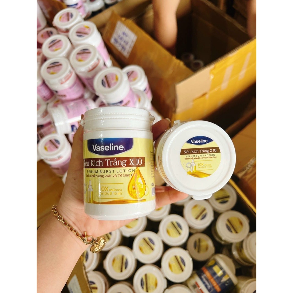 Kích Trắng Vaseline X10 Hủ 200g-Kích trắng vaselin dưỡng ẩm mềm mịn da ngày và đêm