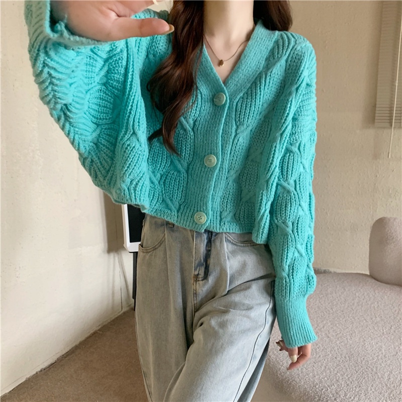 Áo khoác cardigan DIDIKA dệt kim dáng rộng ngắn phong cách retro Nhật Bản thời trang mùa thu 2022 dành cho bạn nữ