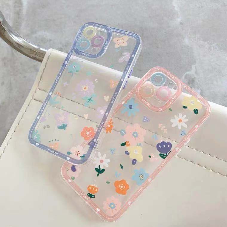 Ốp Điện Thoại TPU Mềm Trong Suốt Họa Tiết Hoa Cho Iphone 14 13 12 11 Pro mini 8 7 6 6s Plus X XS Max XR