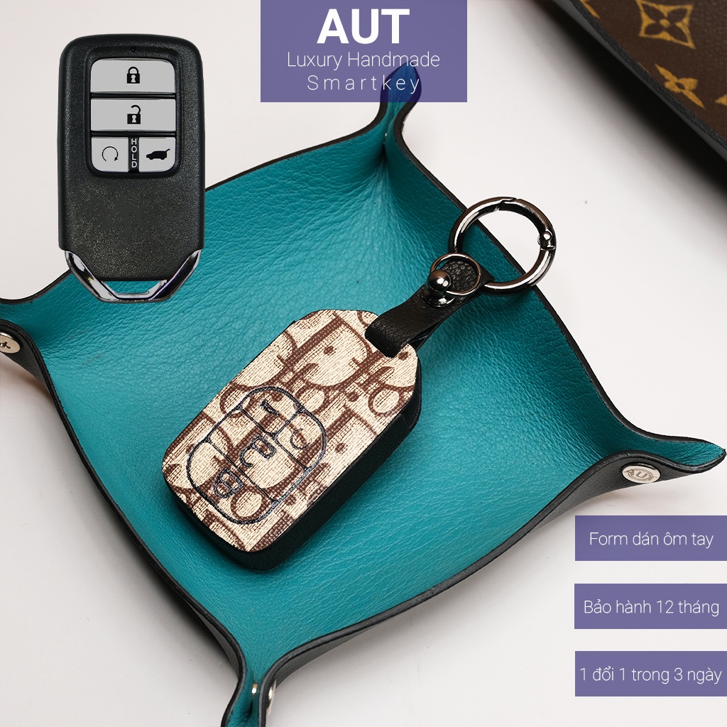 Ốp da chìa khóa ô tô Honda Civic Rs City RS Accord 4 nút bấm Dior handmade H4 AD