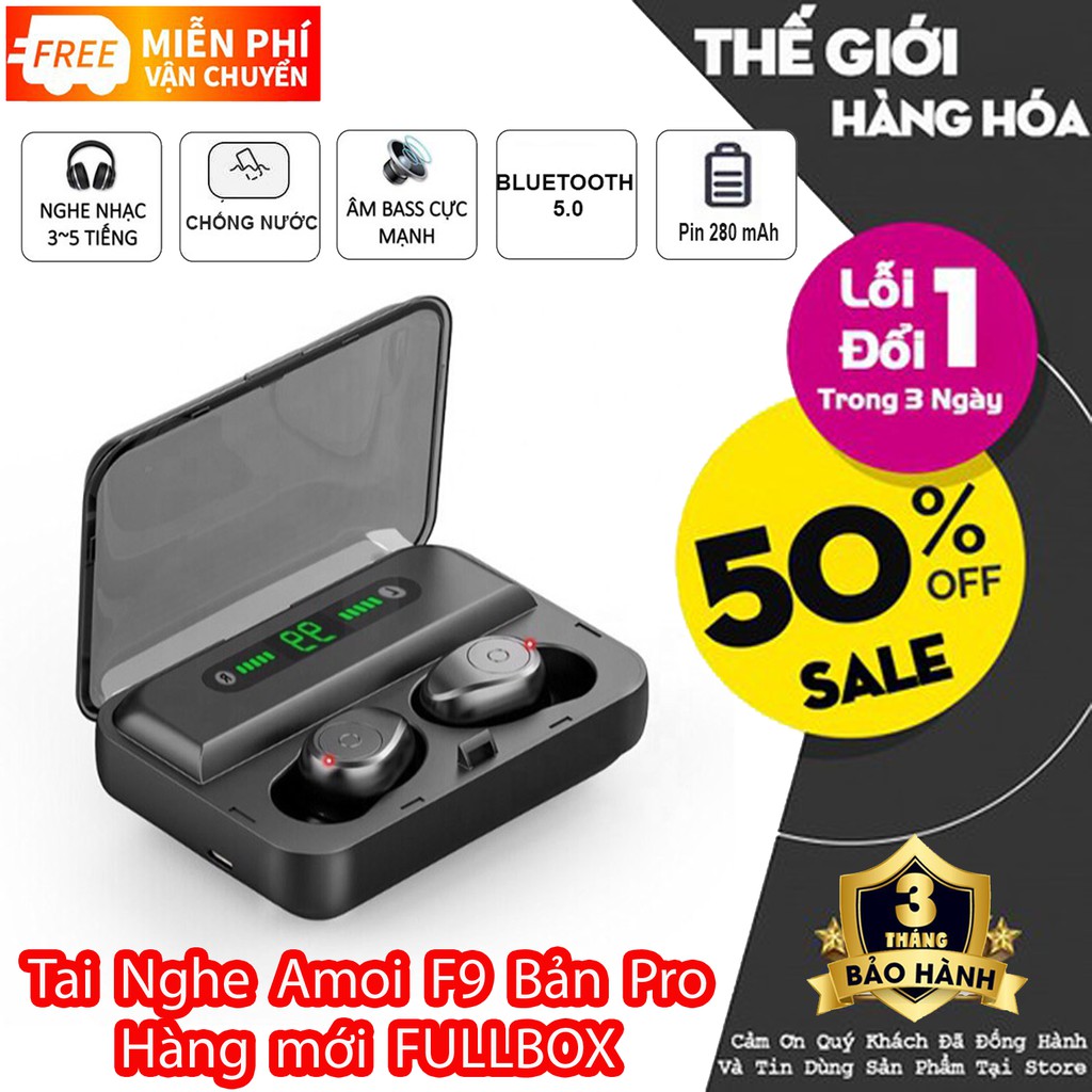 Tai nghe Bluetooth Amoi F9 Pro Bản quốc tế Nút Cảm Ứng, Chống Nước, Pin Siêu Khủng, Sạc Siêu Nhanh💥BẢO HÀNH 12 THÁNG💥