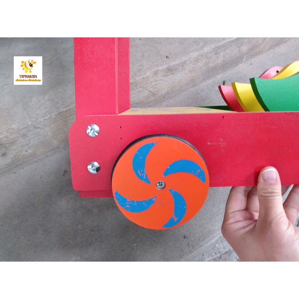 Đồ Chơi Trẻ Em Tamankids- Xe Tập Đi Bằng Gỗ Cho Bé Có Vòng Cao Su Chắc Chắn Chống Trượt An Toàn Cho Bé Yêu