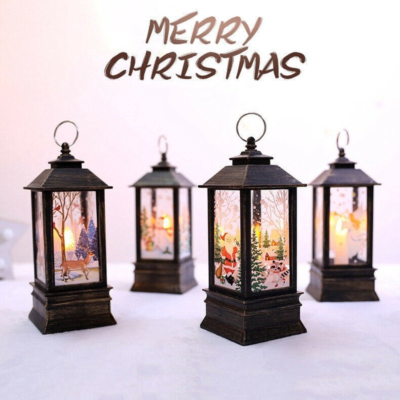Đèn LED họa tiết Giáng Sinh hình yêu tinh và ông già Noel dùng trang trí nhà cửa