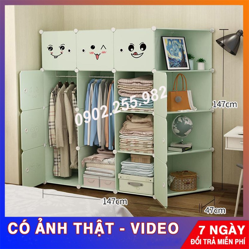 TỦ NHỰA LẮP GHÉP ĐA NĂNG ĐỂ ĐỒ CHO BÉ 16 Ô CỬA  GIÁ RẺ sâu 47cm