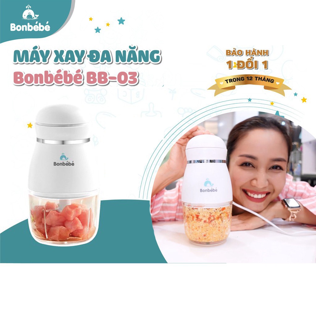 Máy xay đa năng ăn dặm cho bé Bonbebe BB03 - Cối thủy tinh, xay thịt nhuyễn, gia vị, ngũ cốc các loại - BH 12 tháng