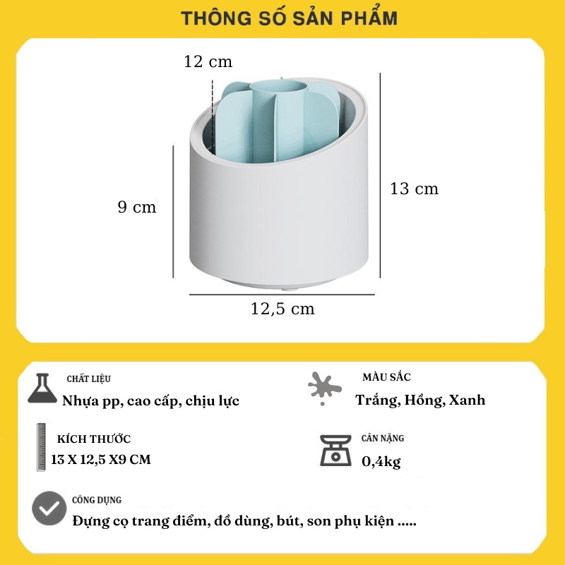Hộp lọ đựng cắm cọ trang điểm nail ống cốc đựng bút để bàn hũ có nắp đậy trong chống bụi nhiều ngăn đa năng BOLITA