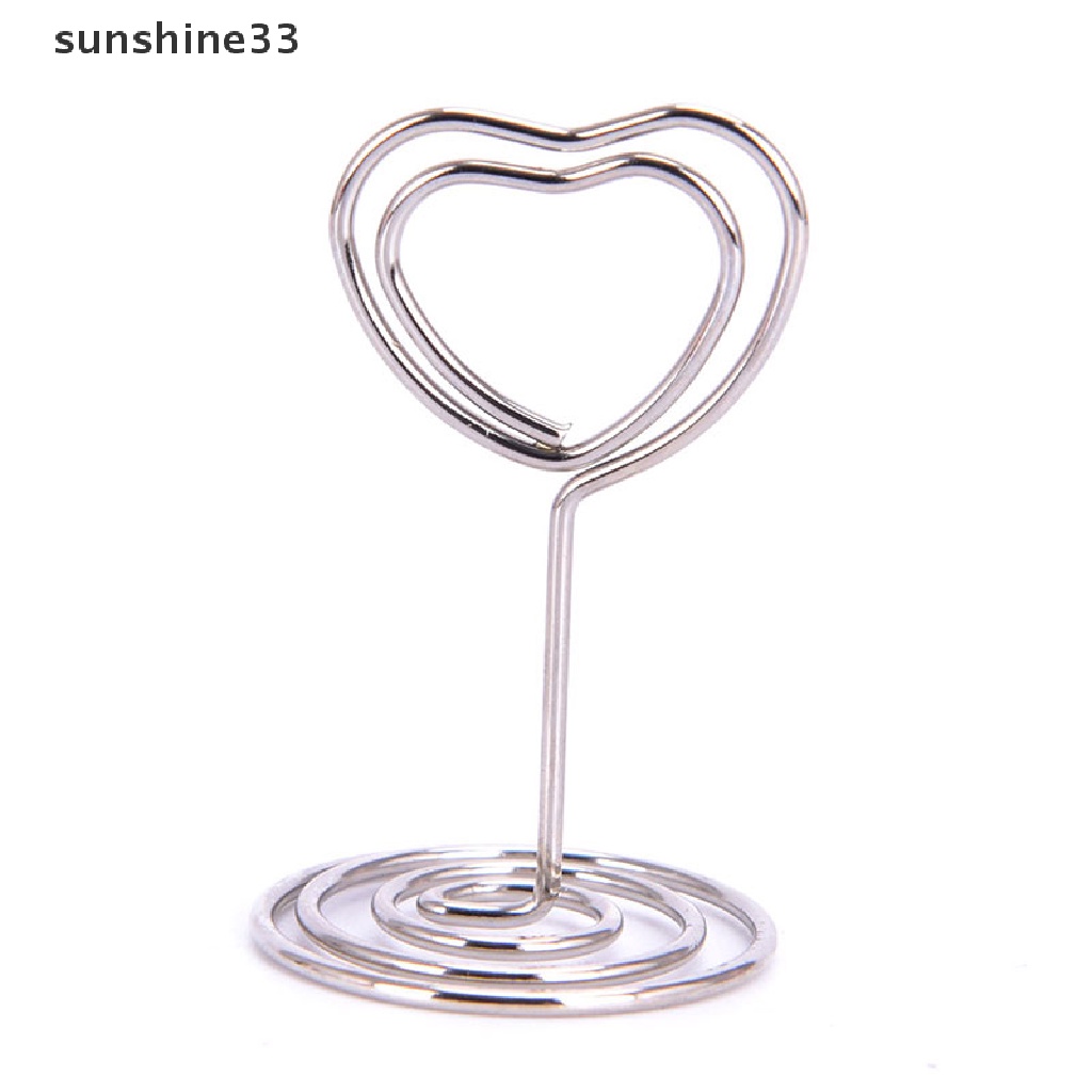 【SU】 Wedding Heart Photo Clip Table Number Stand Desktop Deco Metal Place Card Holder .