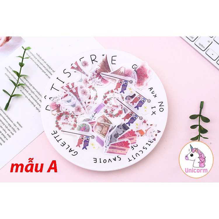 set 40 sticker ngộ nghĩnh phong cách nhật bản - trang trí sổ tay,  sổ planner